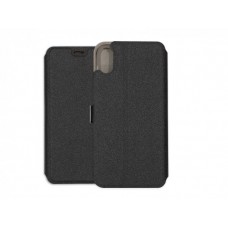 Iphone X/XS oldalra nyíló mágneses könyv tok szilikon belsővel fekete